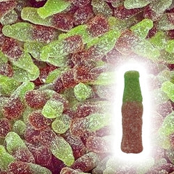 Bouteilles de cola acidulées marron et VERTES (100g)