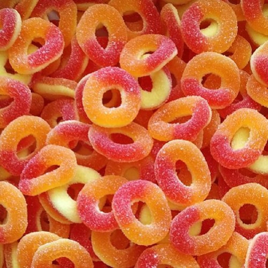 Anneaux sucrés goût PECHE (100g)